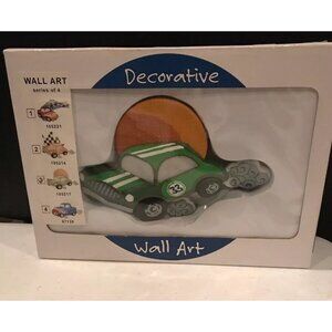 FAST and FUN 3D Resin Decor Wall Art Race Cars GREEN 33 Kid Boys Room NEW